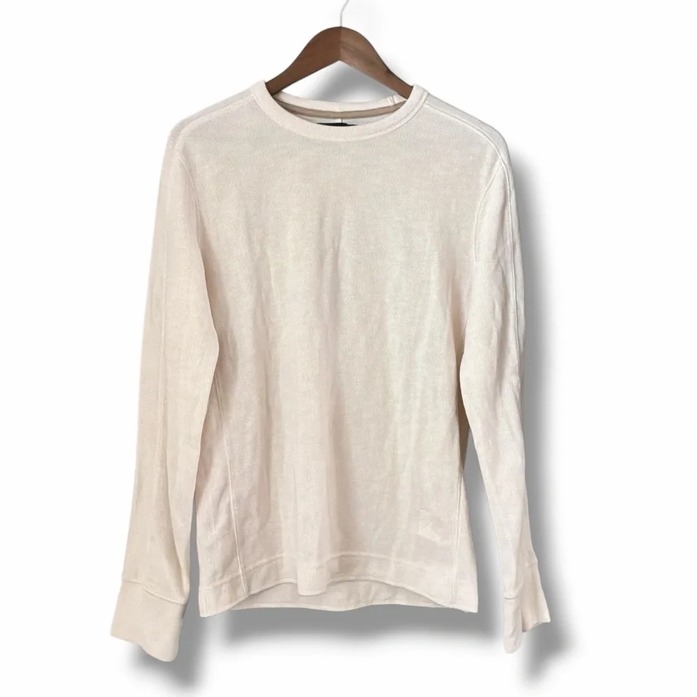 Banana Republic Ecru Crewneck Cotton Blend Double Knit Tee Size Small